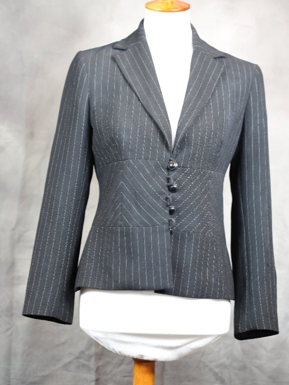 Talbots Tailored Black Pinstripe Fitted Blazer - 4P